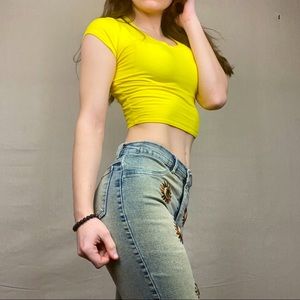 Yellow crop top